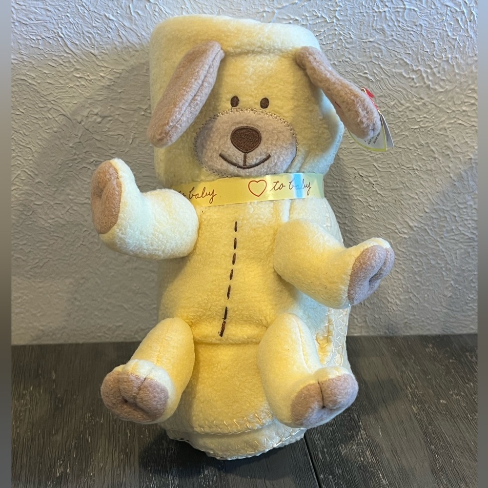 RARE Ty Cuddlepup Yellow Puppy Dog Blanket 30" x 40" Love to Baby New With Tags